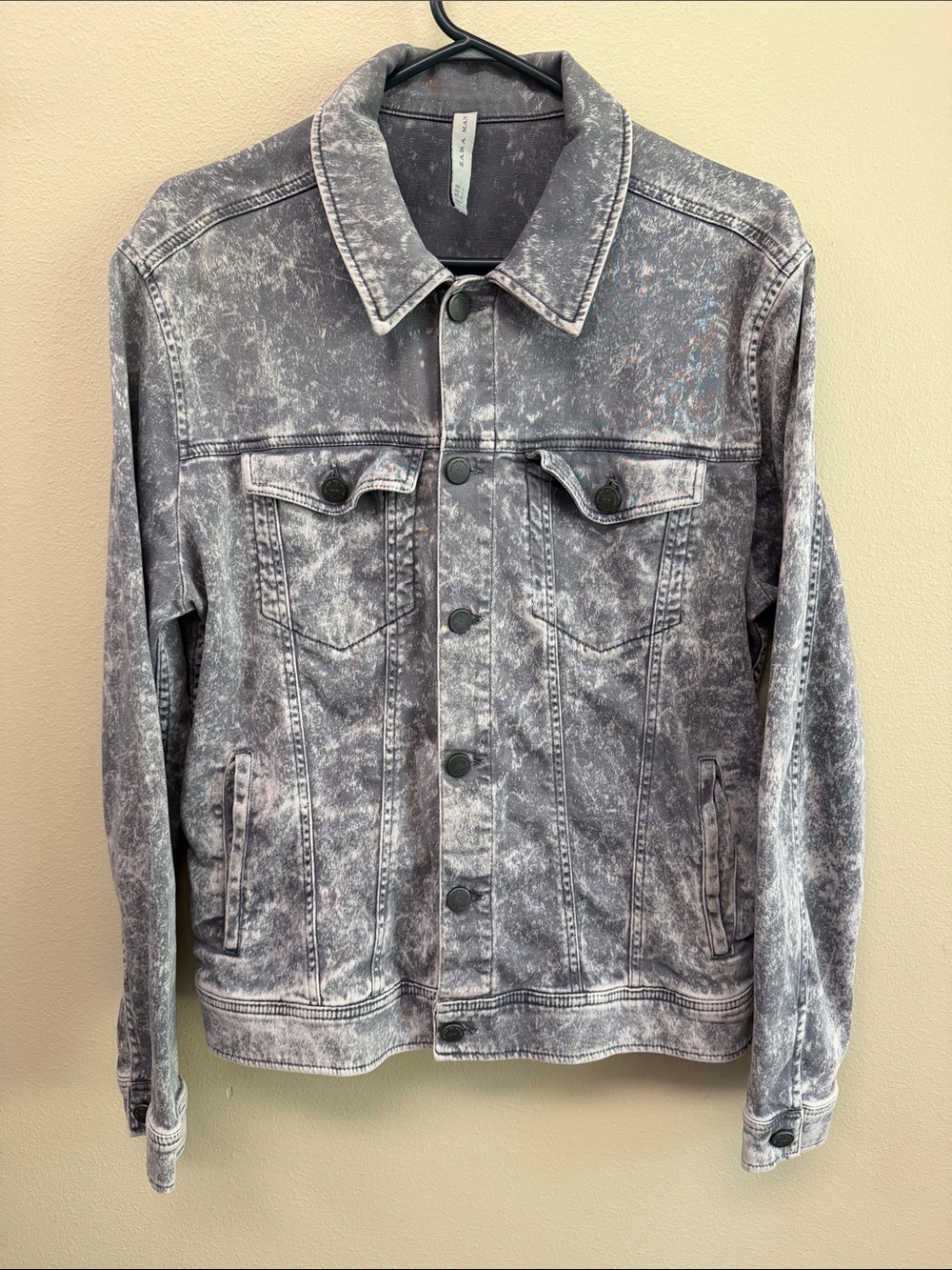 Zara Man Gray/White Jean Jacket SzL